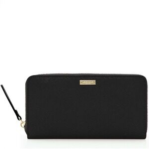 Brand New Kate Spade Laurel Way Black Zip Wallet with Gold Hardware